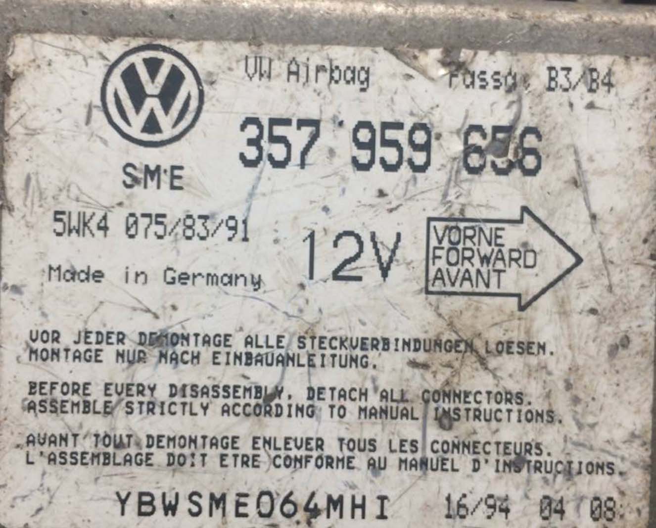 Блок управления AIR BAG Volkswagen Passat B3 - B4 357959656 купить в Минске