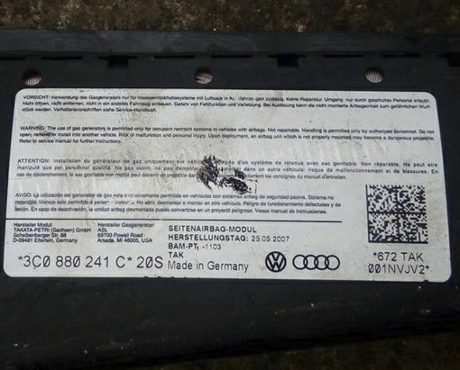 Подушка безопасности Volkswagen Passat B6 в сиденье левое 3C0880241C - купить в минске